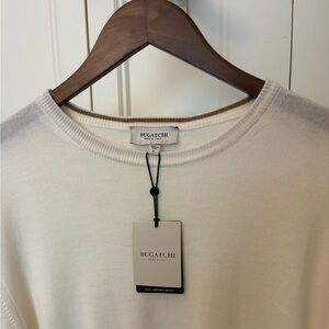 Bugatchi Merino Wool Off-White Crewneck Sweater